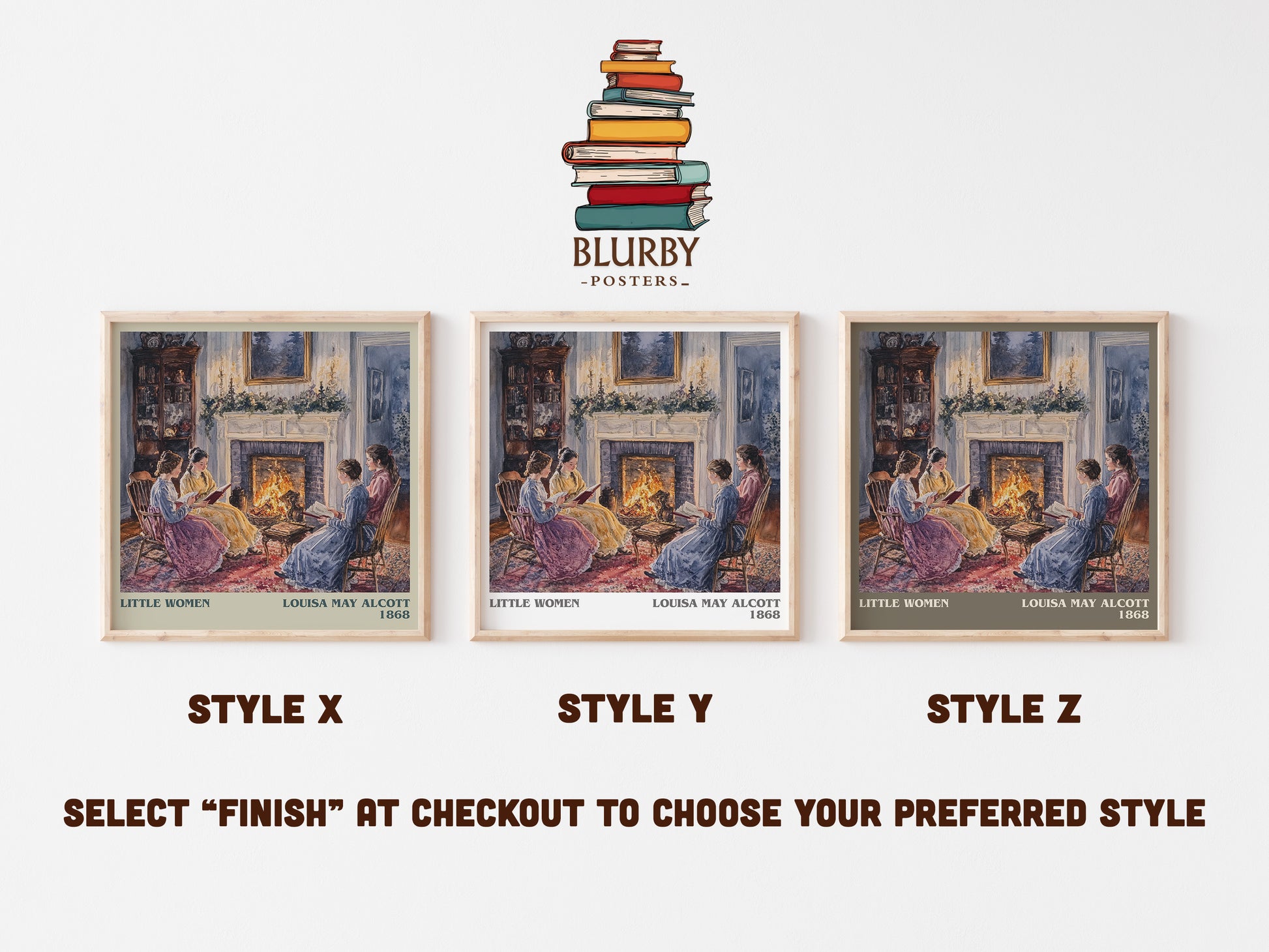 Little Women literary art print colour and style options – Louisa May Alcott book art