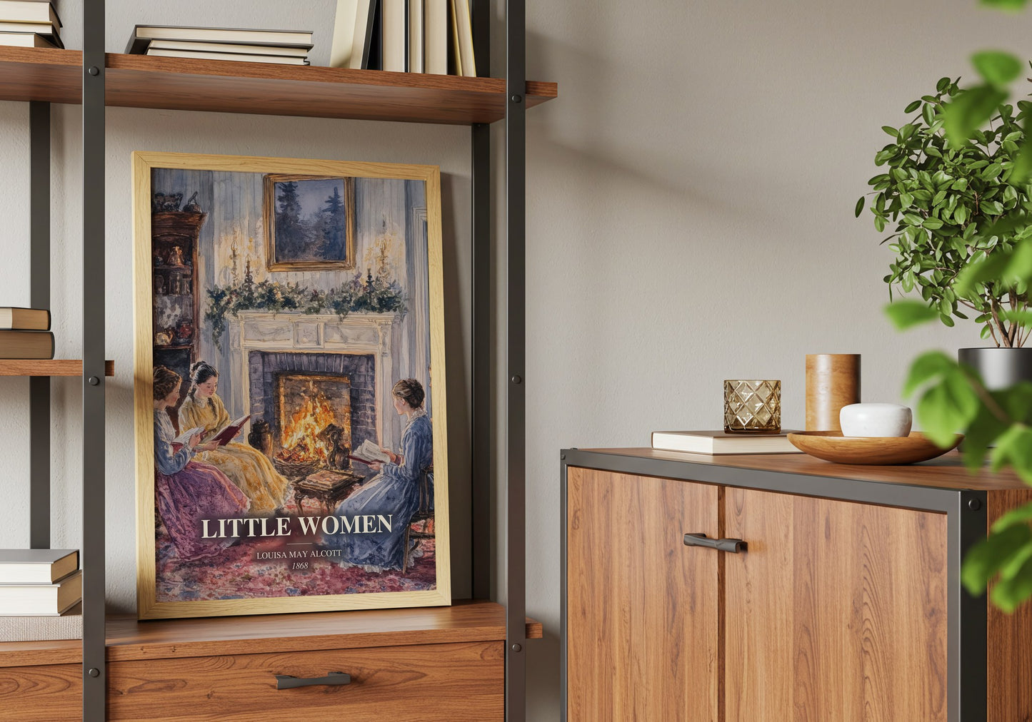 Little Women book watercolour illustration paper finish options – matte satin gloss
