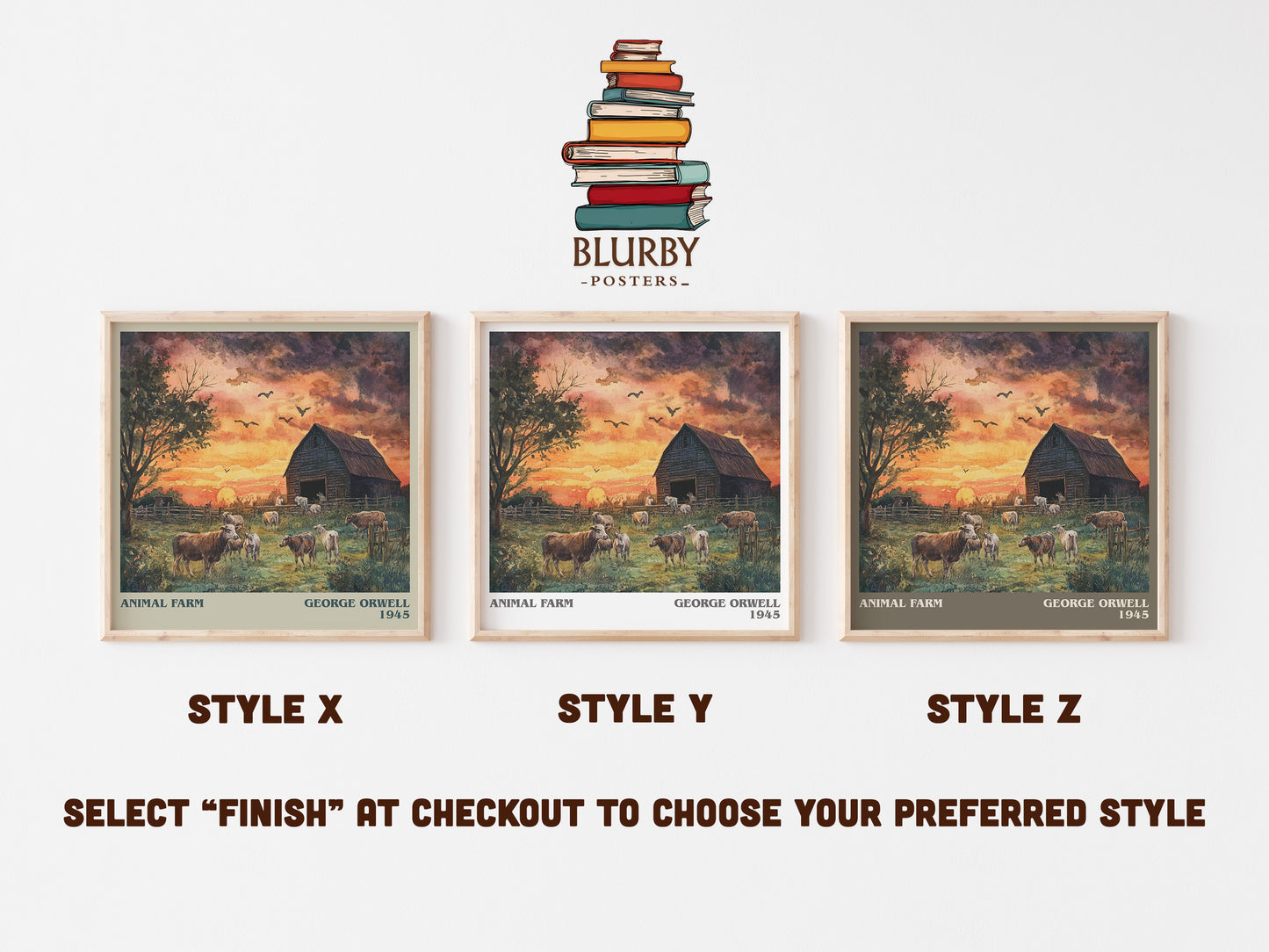 Animal Farm literary art print colour and style options – George Orwell book art