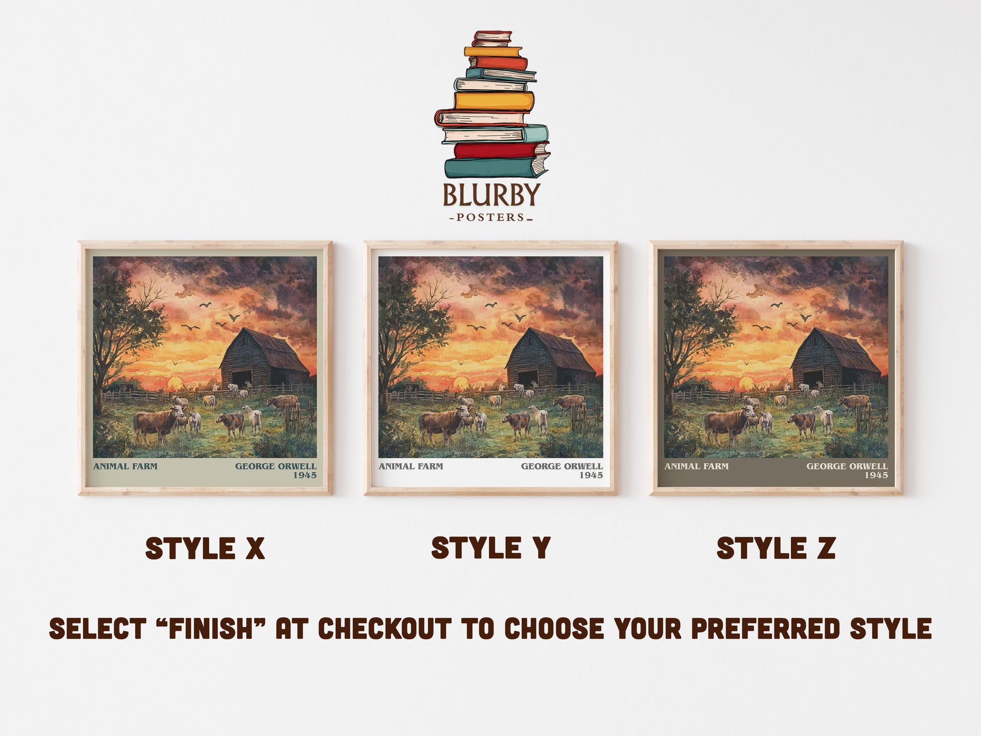 Animal Farm literary art print colour and style options – George Orwell book art