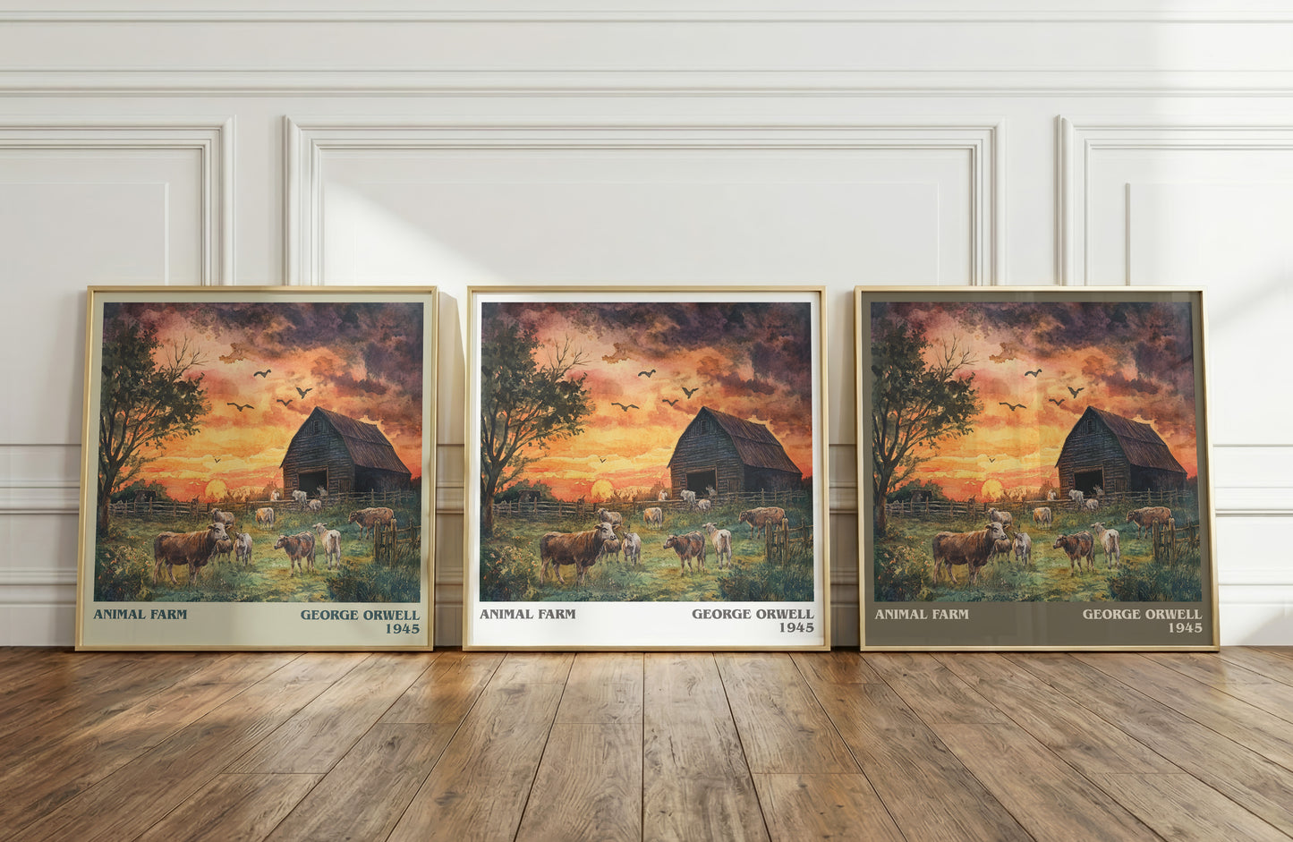 Animal Farm literary print framed by window – literary home decor