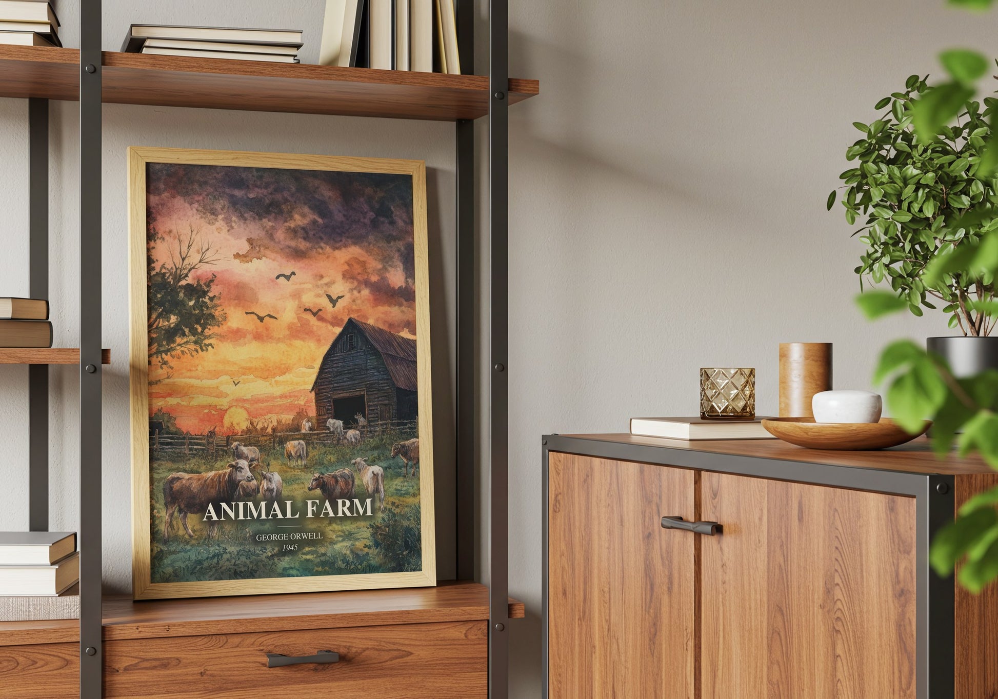 Animal Farm book watercolour illustration paper finish options – matte satin gloss