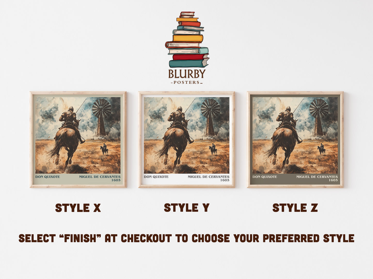 Don Quixote literary art print colour and style options – Miguel De Cervantes book art