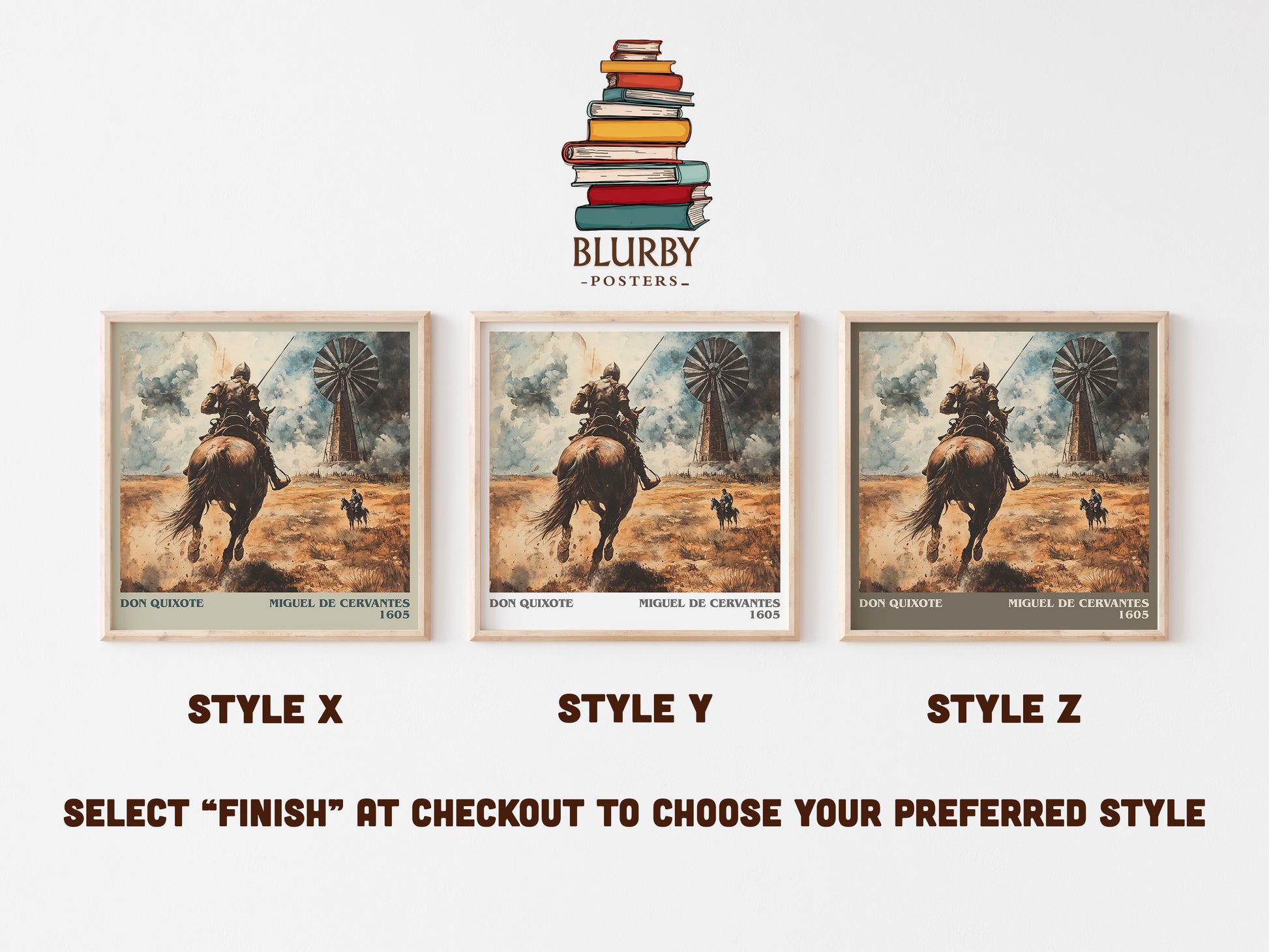 Don Quixote literary art print colour and style options – Miguel De Cervantes book art