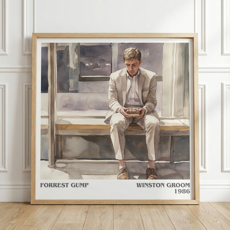 Forrest Gump literary print in frame leaning in hallway – literary fiction wall art