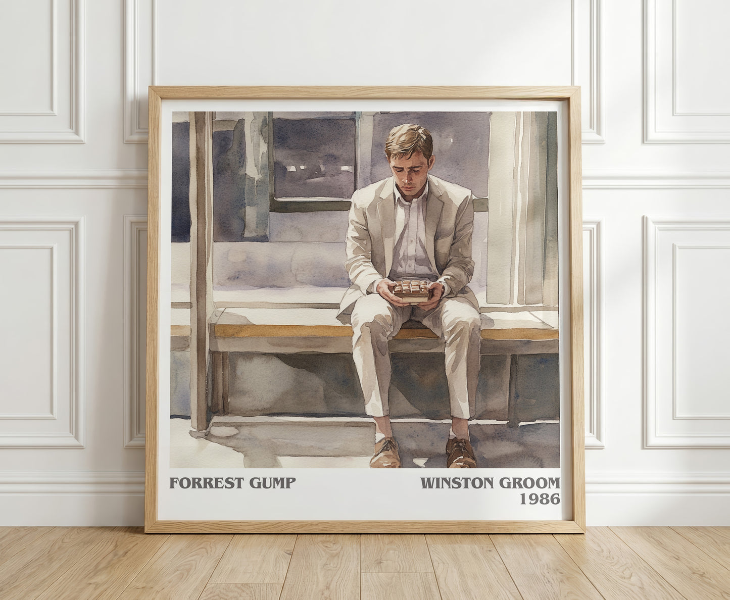 Forrest Gump literary print in frame leaning in hallway – literary fiction wall art