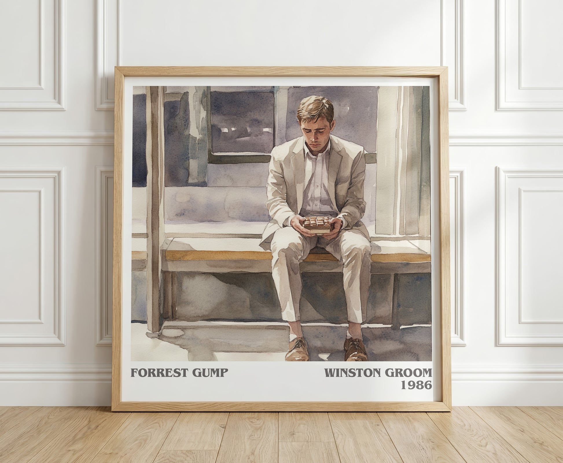 Forrest Gump literary print in frame leaning in hallway – literary fiction wall art