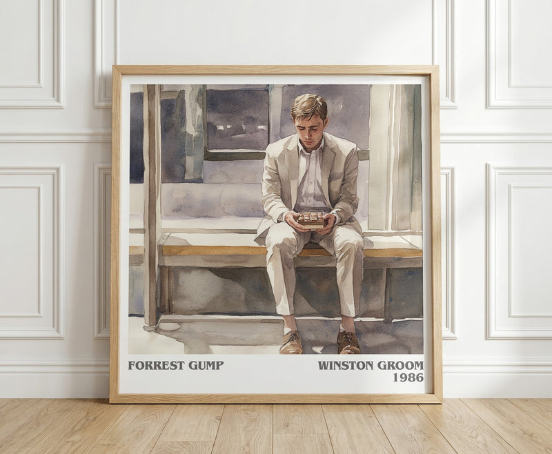 Forrest Gump literary print in frame leaning in hallway – literary fiction wall art