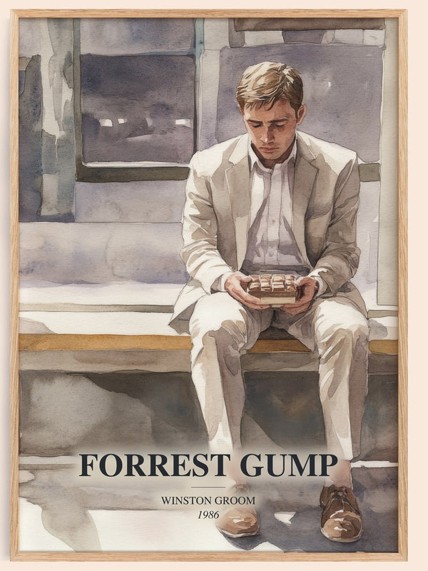 Forrest Gump watercolour book poster by Winston Groom – framed literary art print