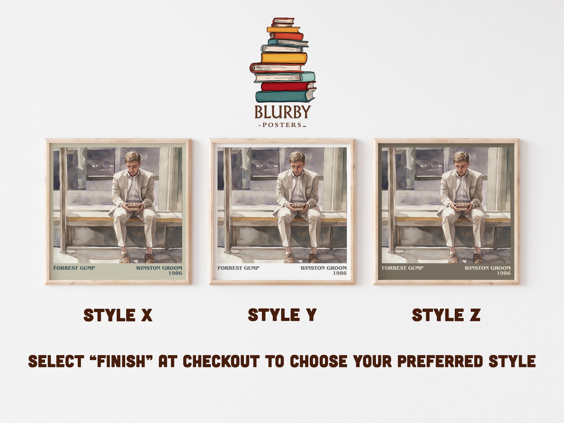 Forrest Gump literary art print colour and style options – Winston Groom book art