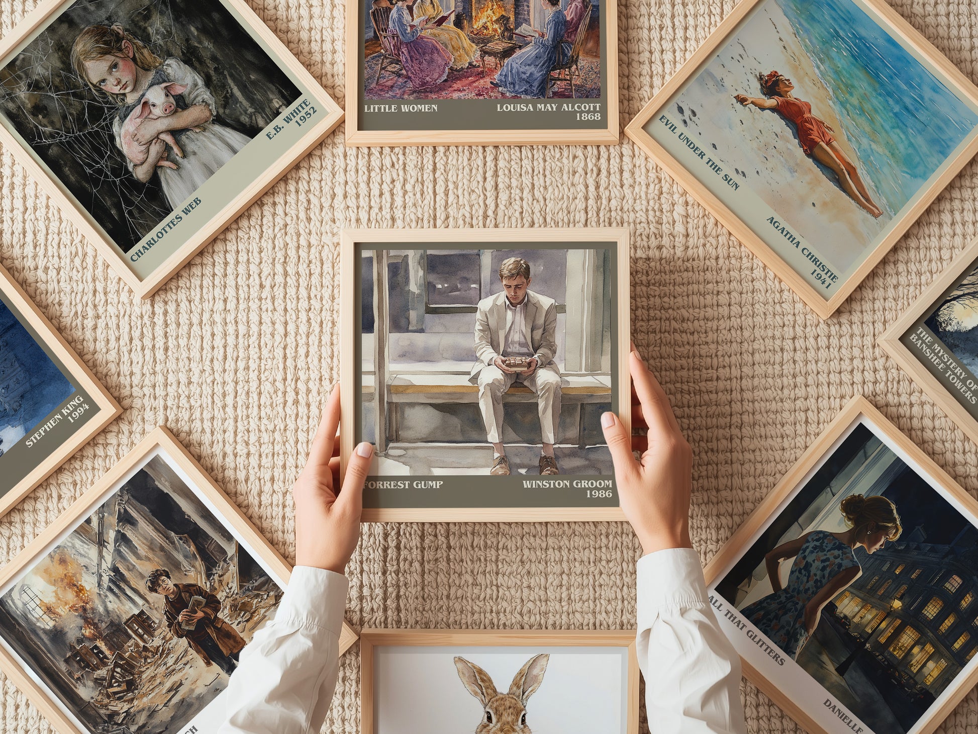 Forrest Gump literary print on bookshelf – Winston Groom fan gift