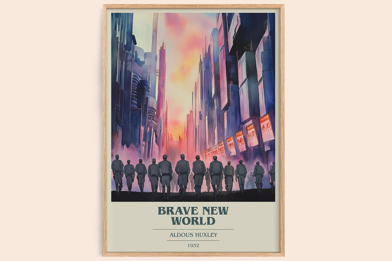 Brave New World Book Cover Poster by Aldous Huxley (Modern Minimalist style)