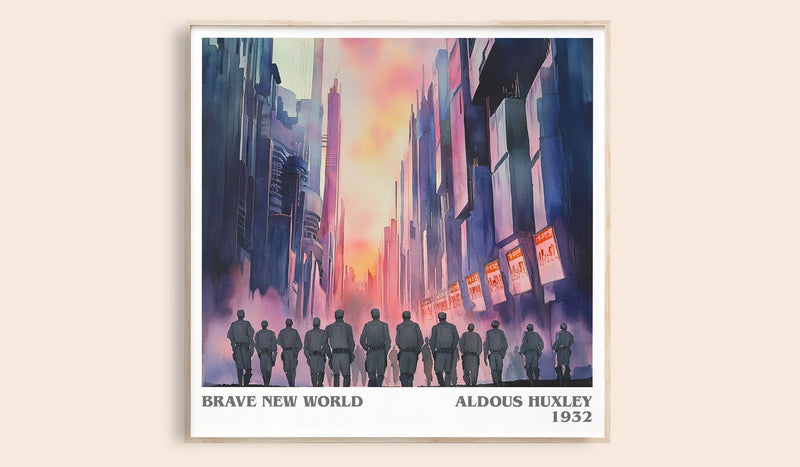 Brave New World Literary Art Print by Aldous Huxley (Square style)