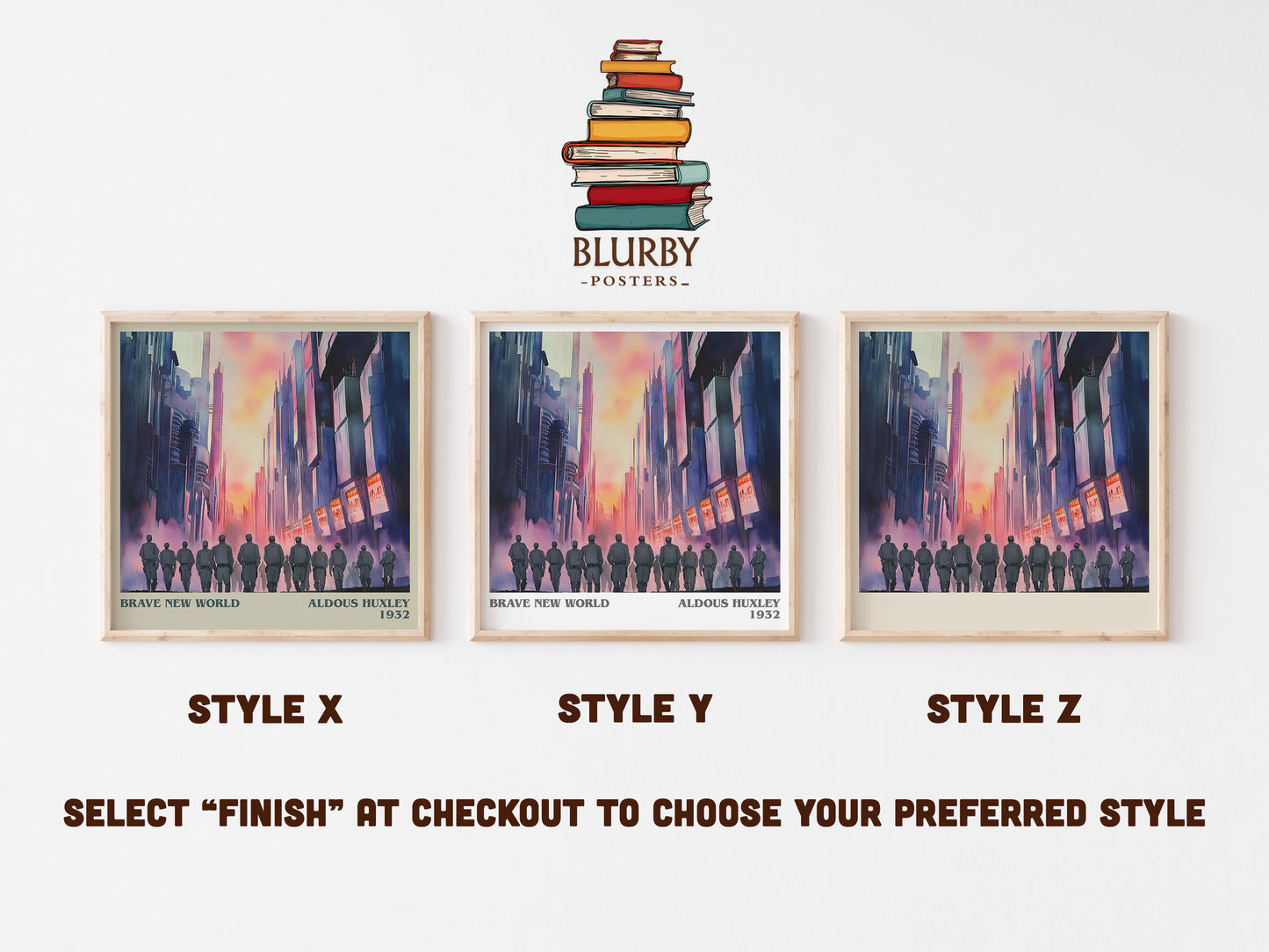 Brave New World literary art print colour and style options – Aldous Huxley book art