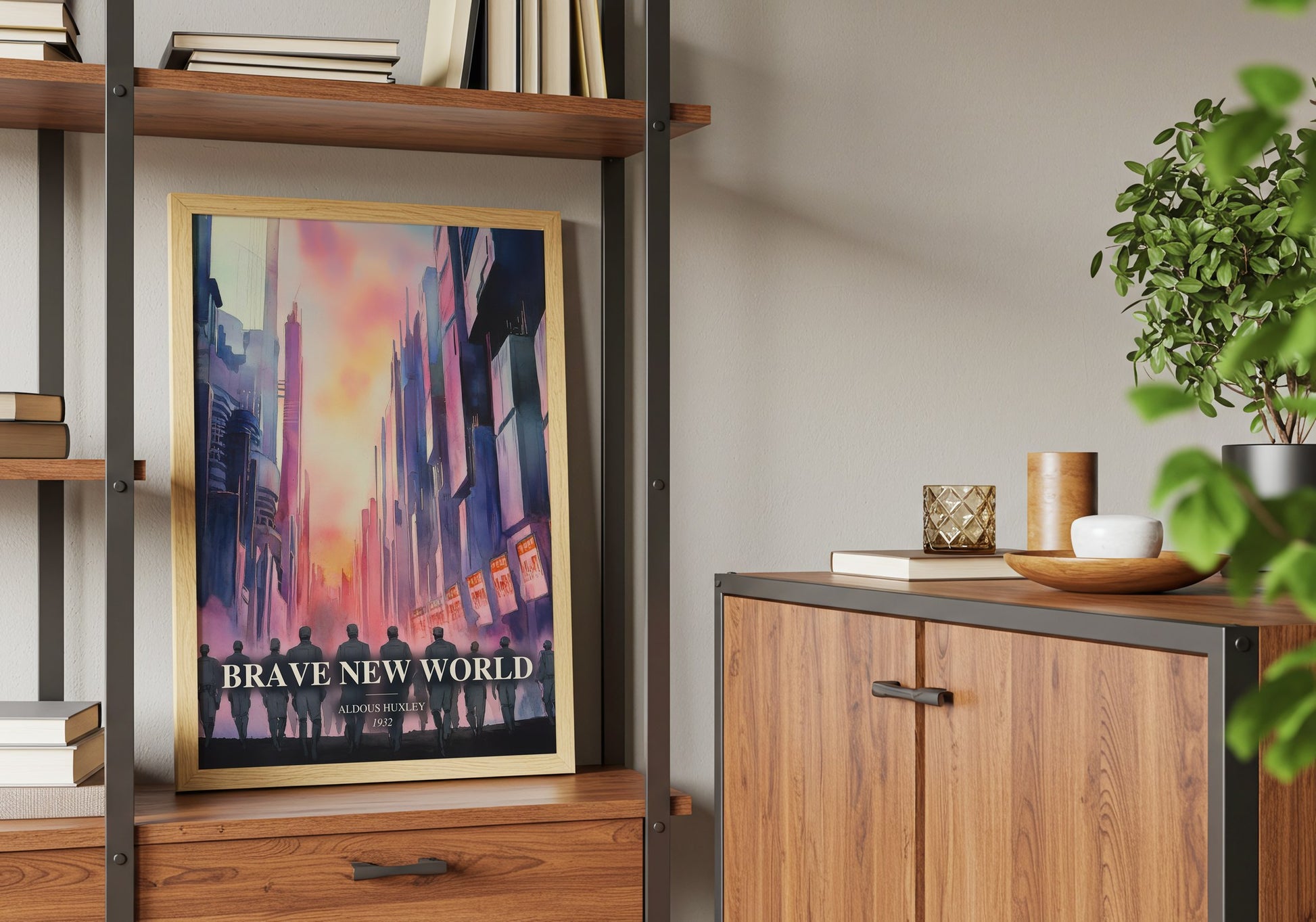 Brave New World book watercolour illustration paper finish options – matte satin gloss