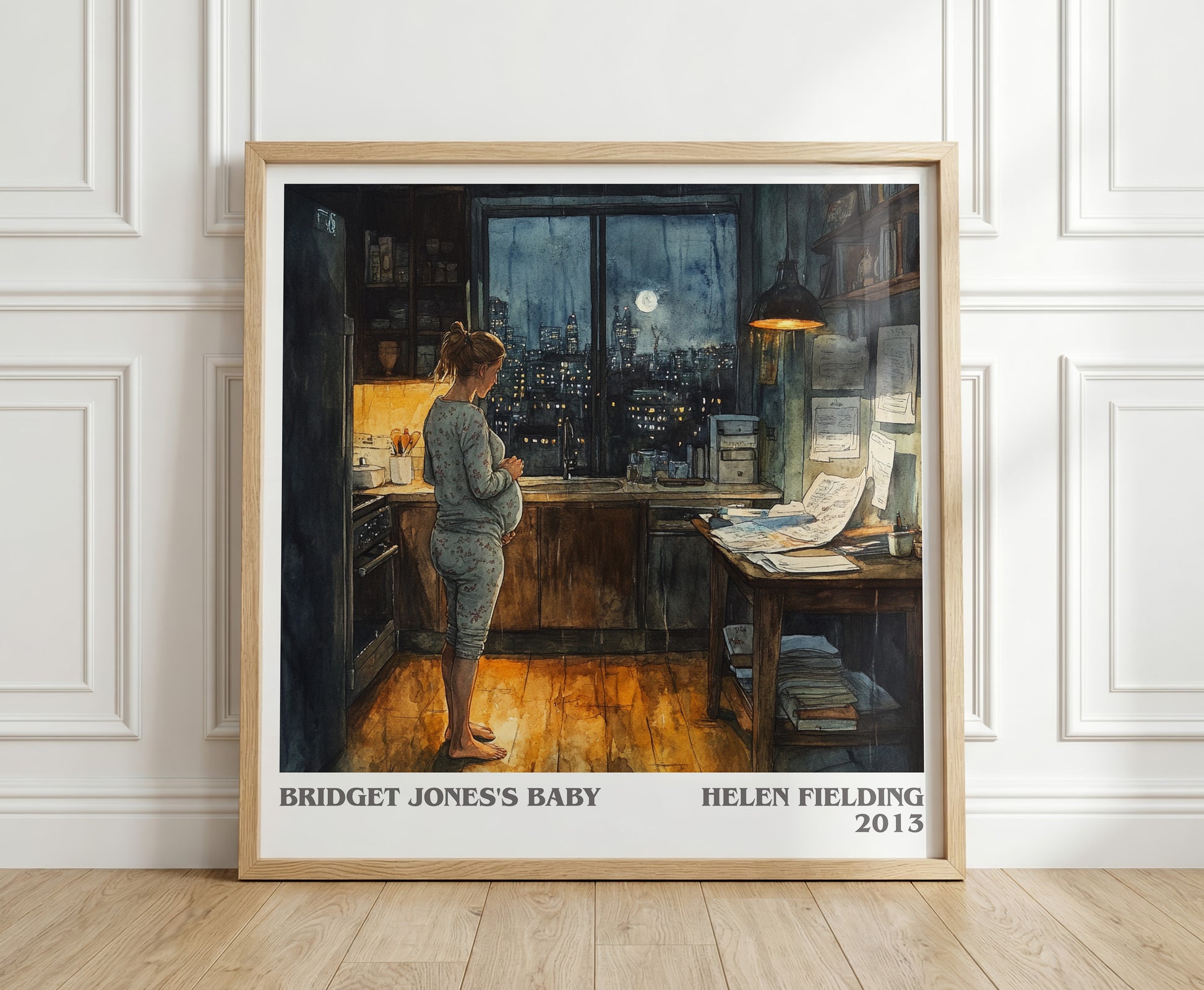 Bridget Jones's baby literary print in frame leaning in hallway – romance wall art