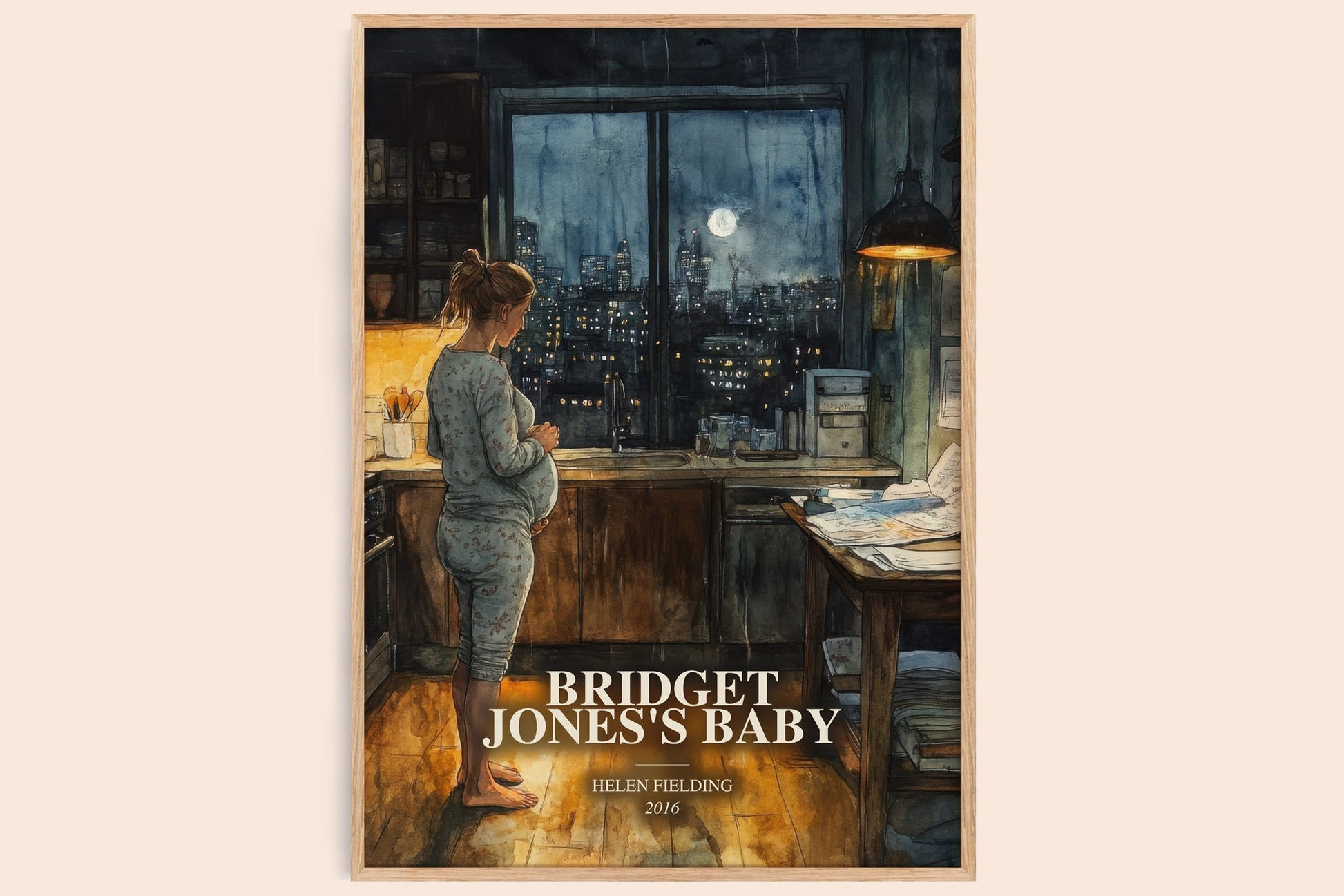 Bridget Jones'S Baby watercolour book poster by Helen Fielding – framed literary art print