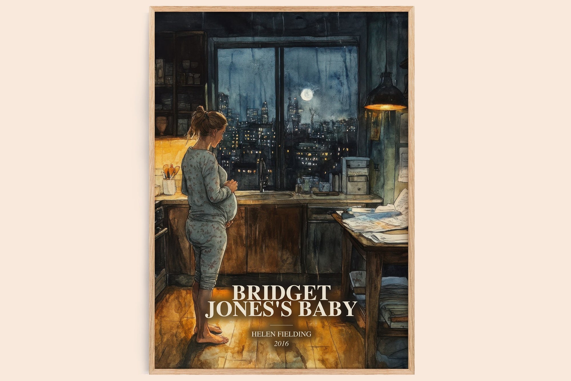 Bridget Jones'S Baby watercolour book poster by Helen Fielding – framed literary art print