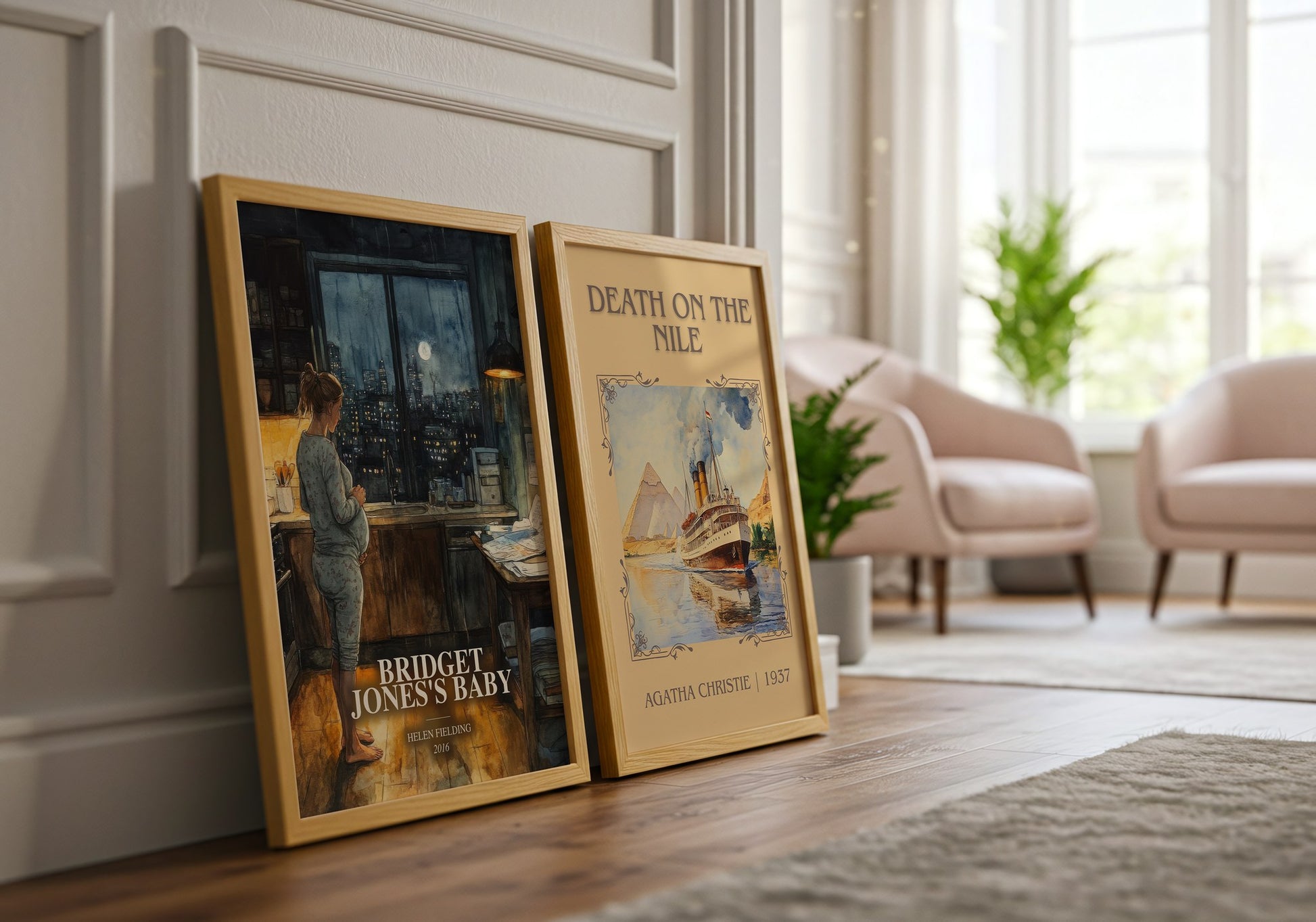 Bridget Jones'S Baby watercolour print framed by window – literary home decor