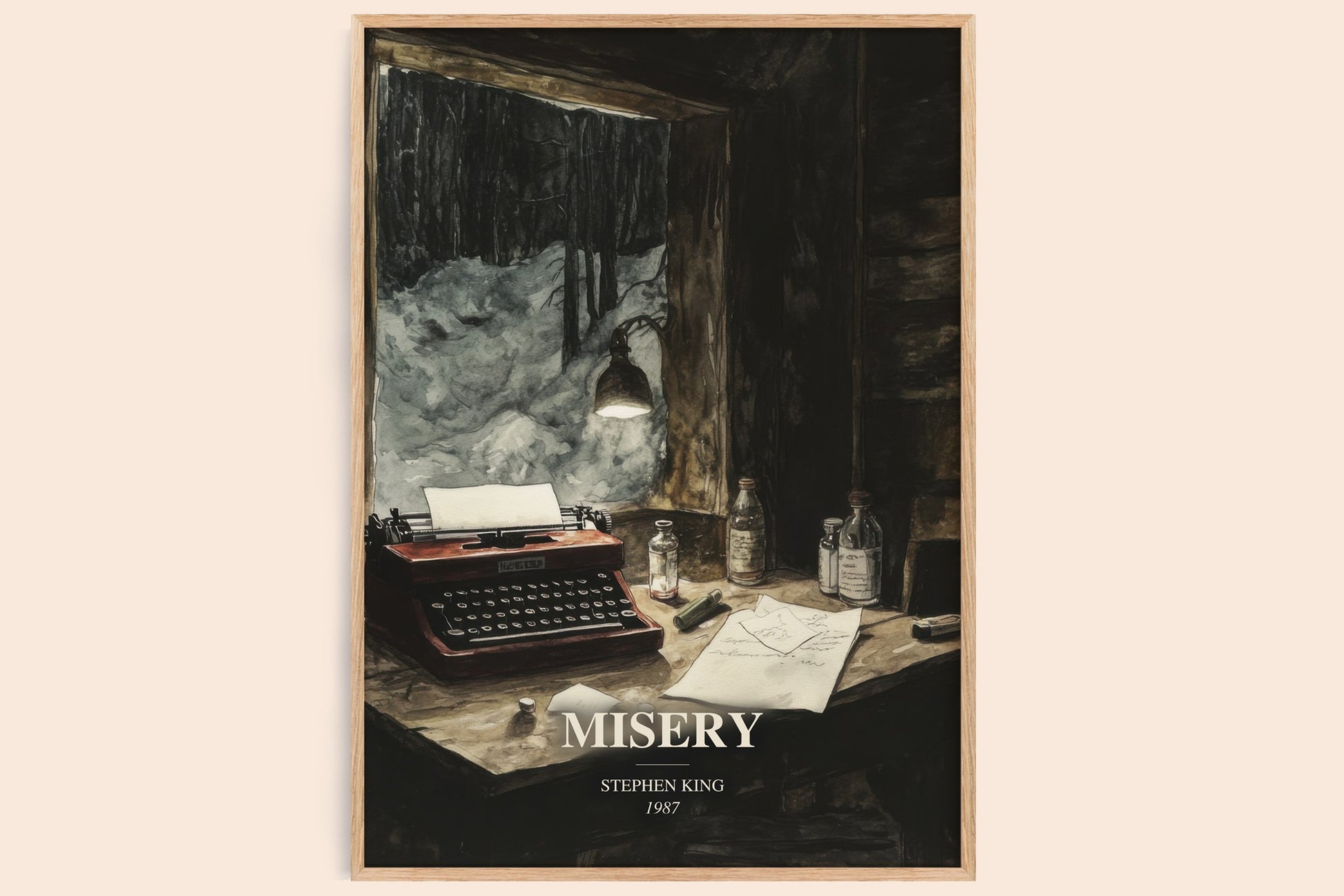 Misery watercolour book poster by Stephen King – framed literary art print