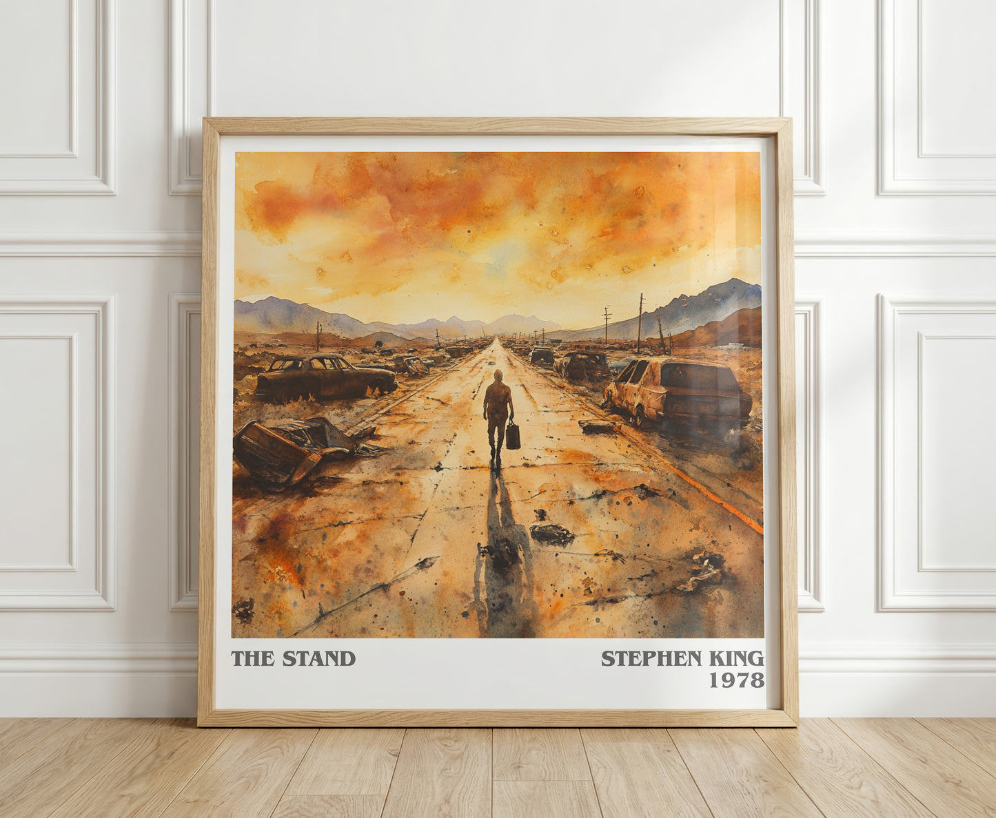 The Stand literary print in frame leaning in hallway – horror wall art