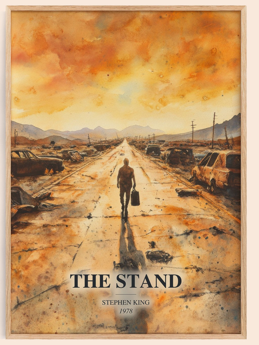The Stand watercolour book poster by Stephen King – framed literary art print