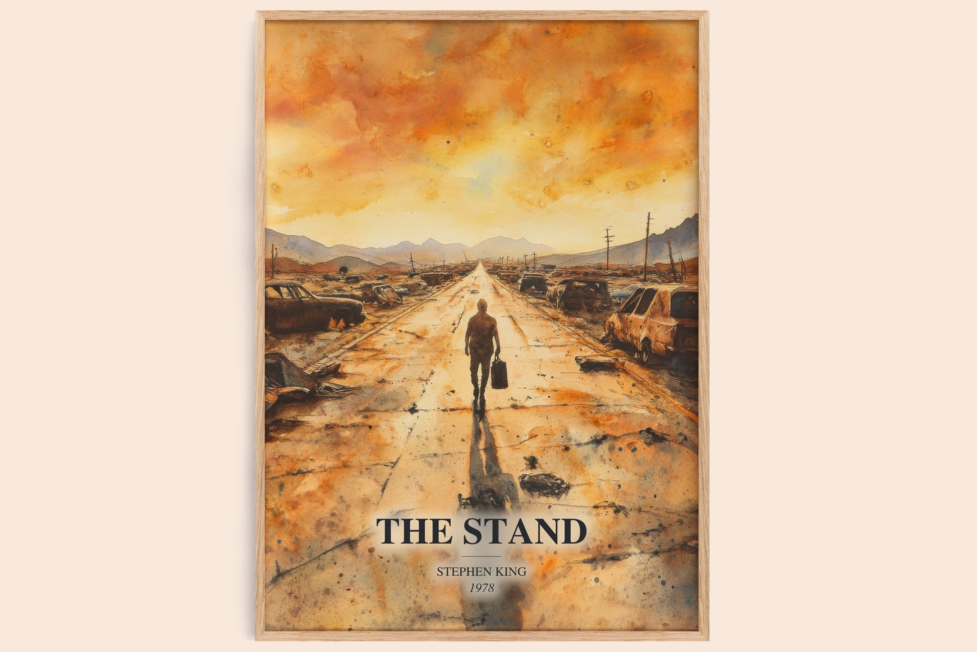 The Stand watercolour book poster by Stephen King – framed literary art print