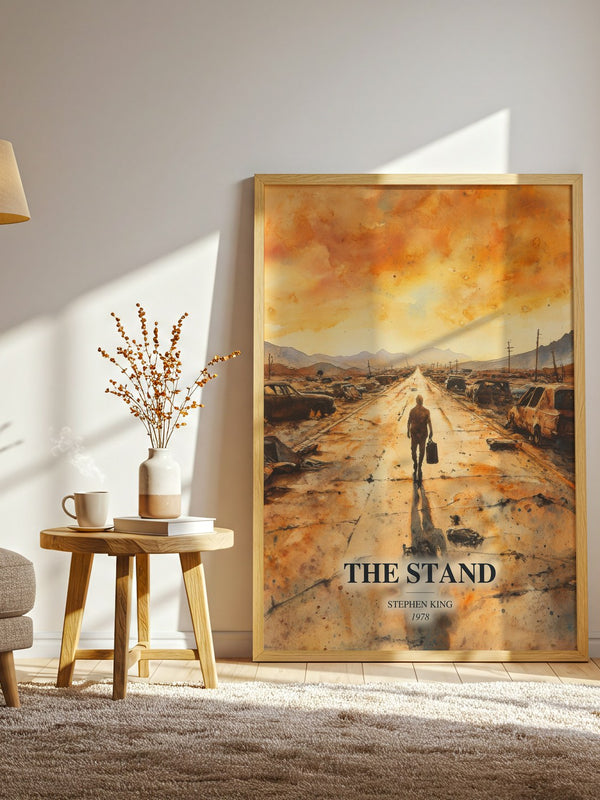 The Stand watercolour print in frame leaning in hallway – horror wall art