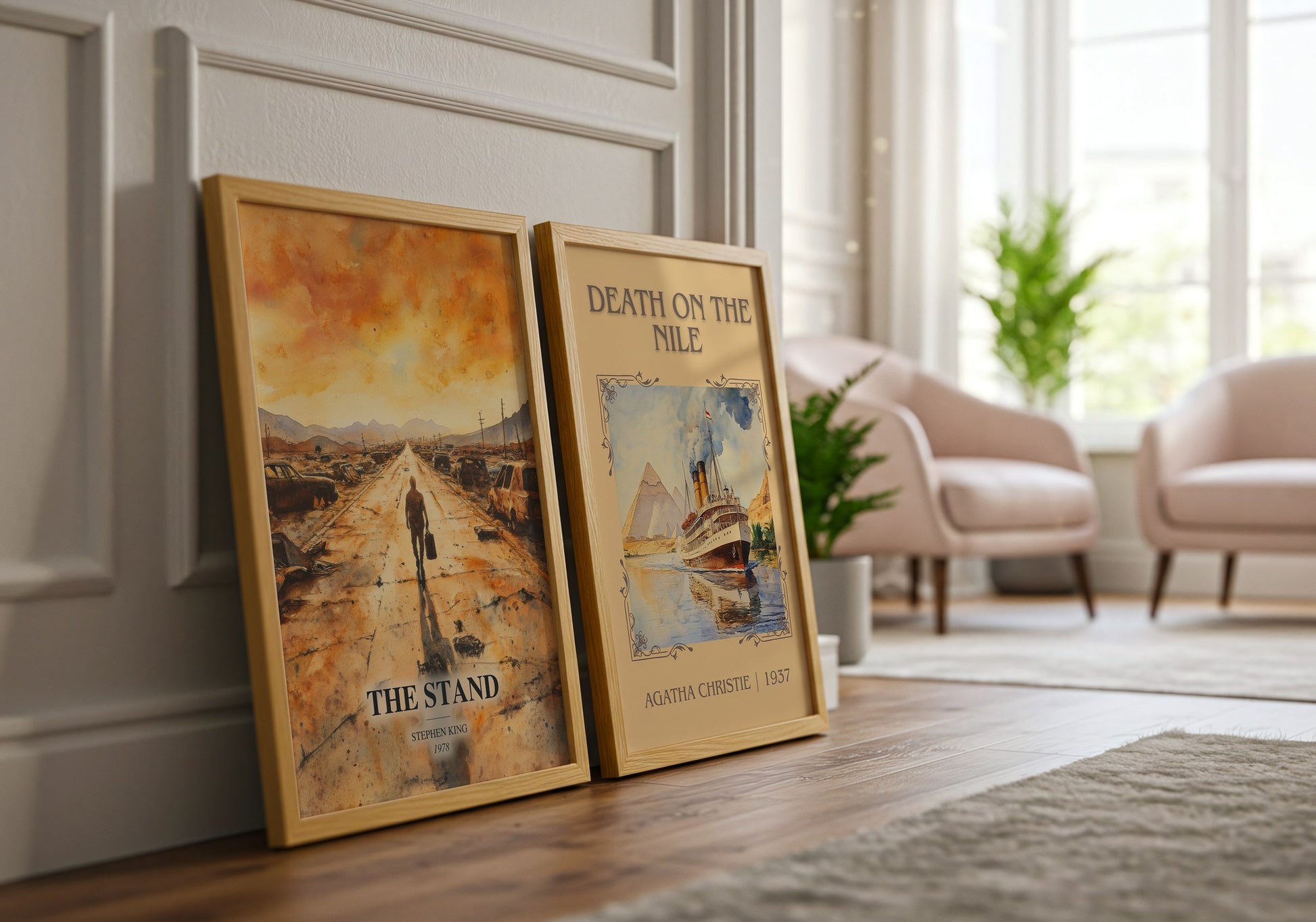 The Stand watercolour print framed by window – literary home decor
