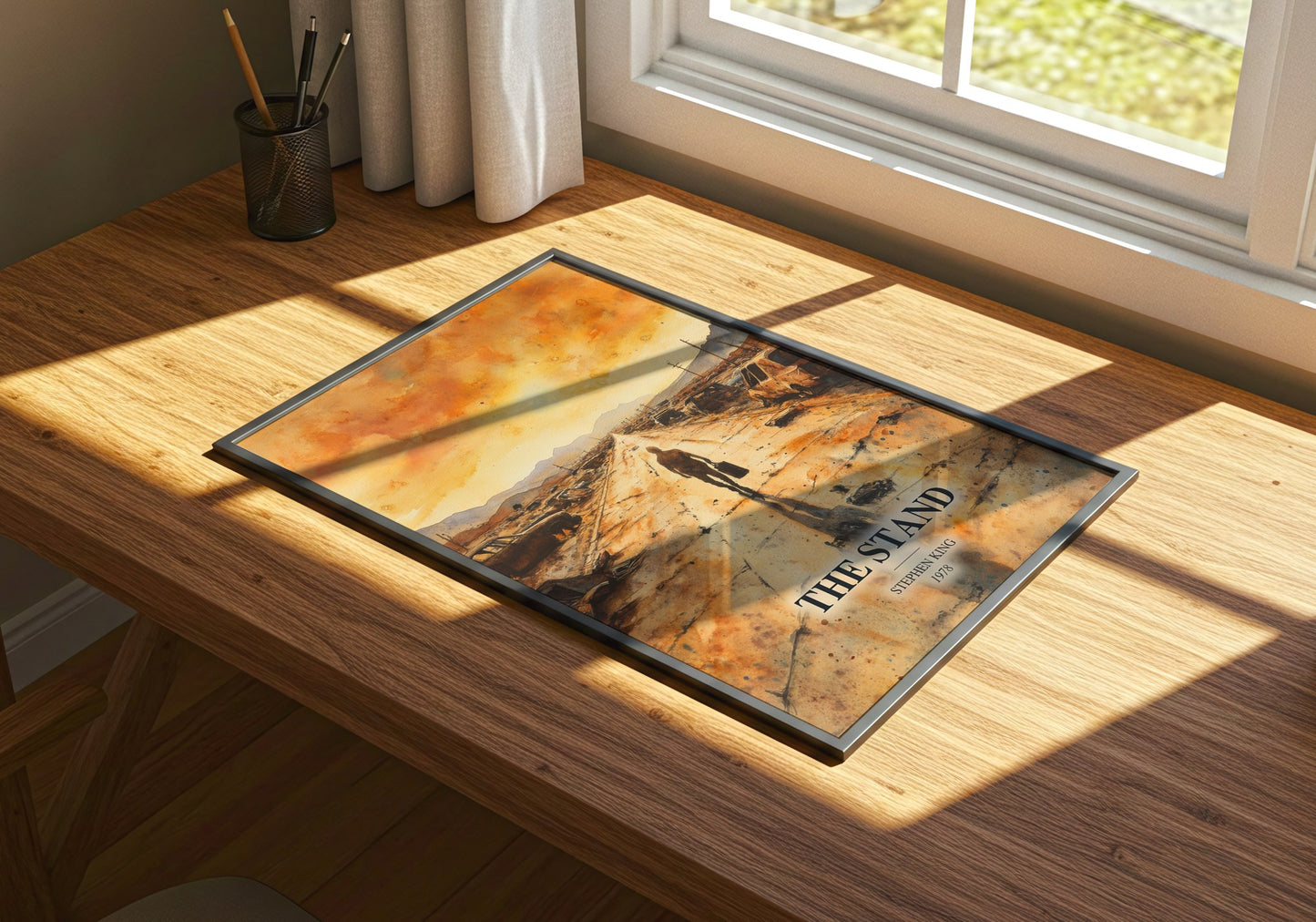 The Stand watercolour book poster framed on wall – horror wall art