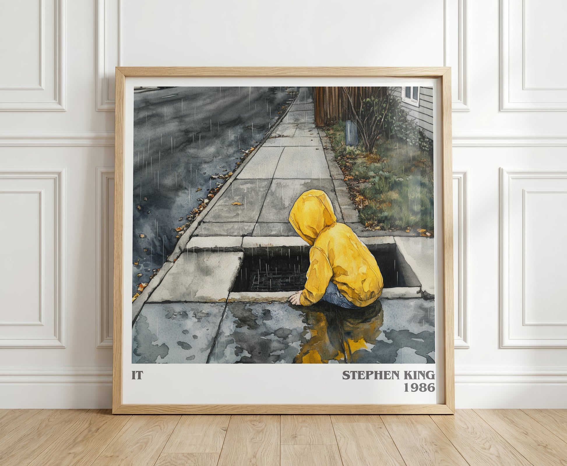 It literary print in frame leaning in hallway – horror wall art