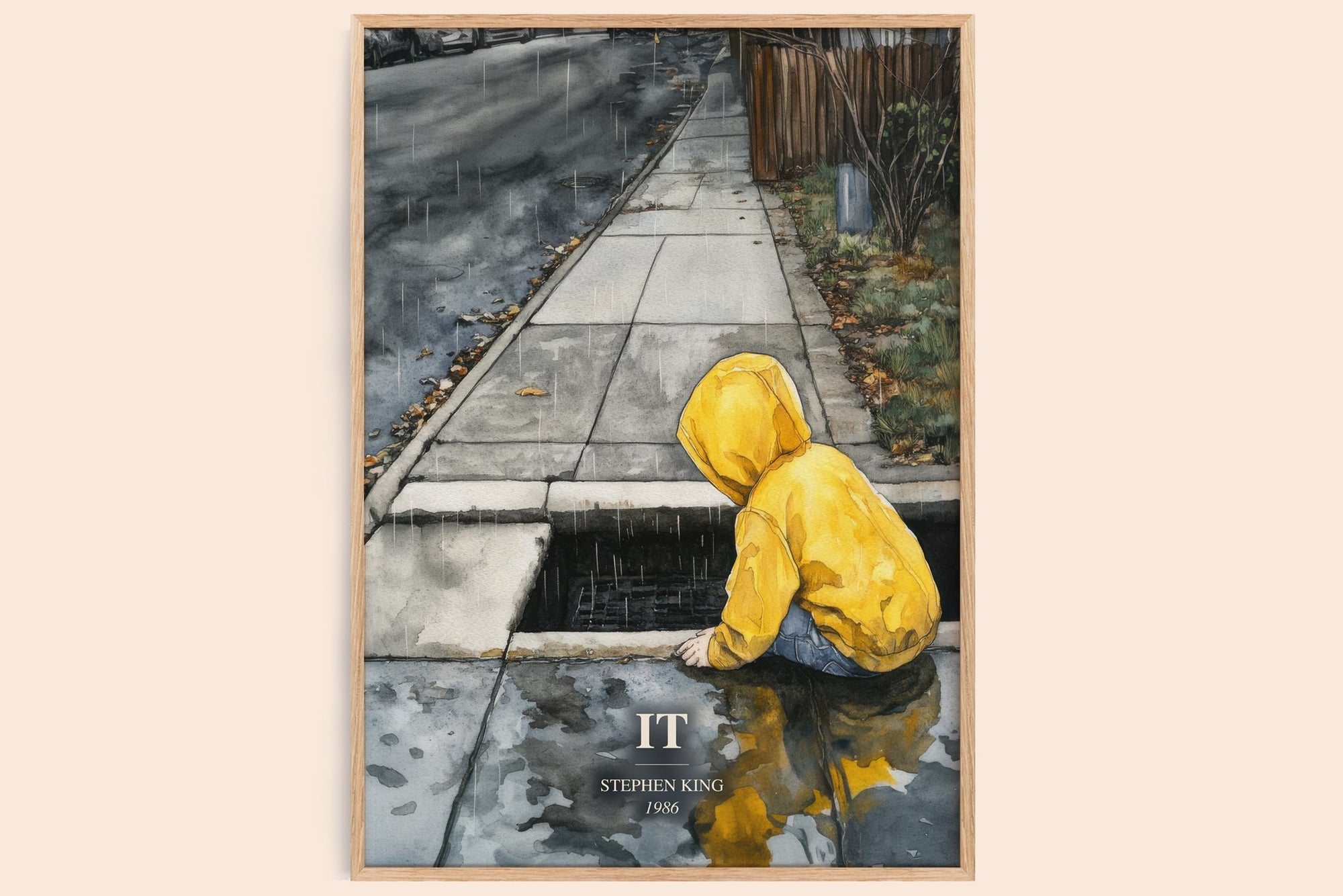 It watercolour book poster by Stephen King – framed literary art print
