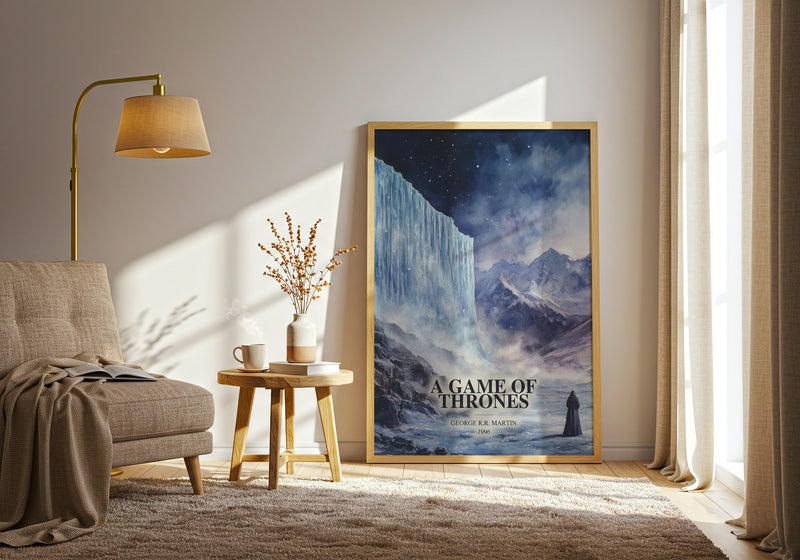 A Game Of Thrones watercolour print in frame leaning in hallway – fantasy wall art