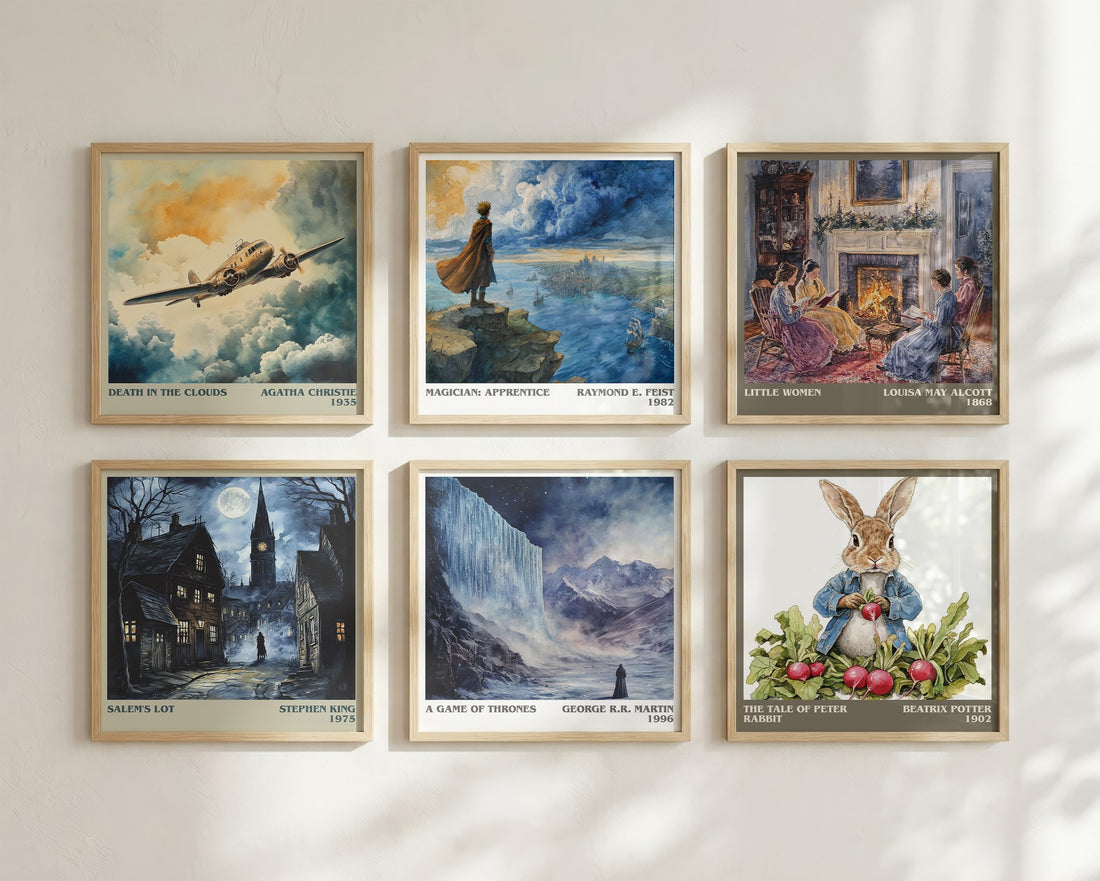 A Game Of Thrones Literary Art Print by George R.R. Martin – square print in a six-frame gallery wall