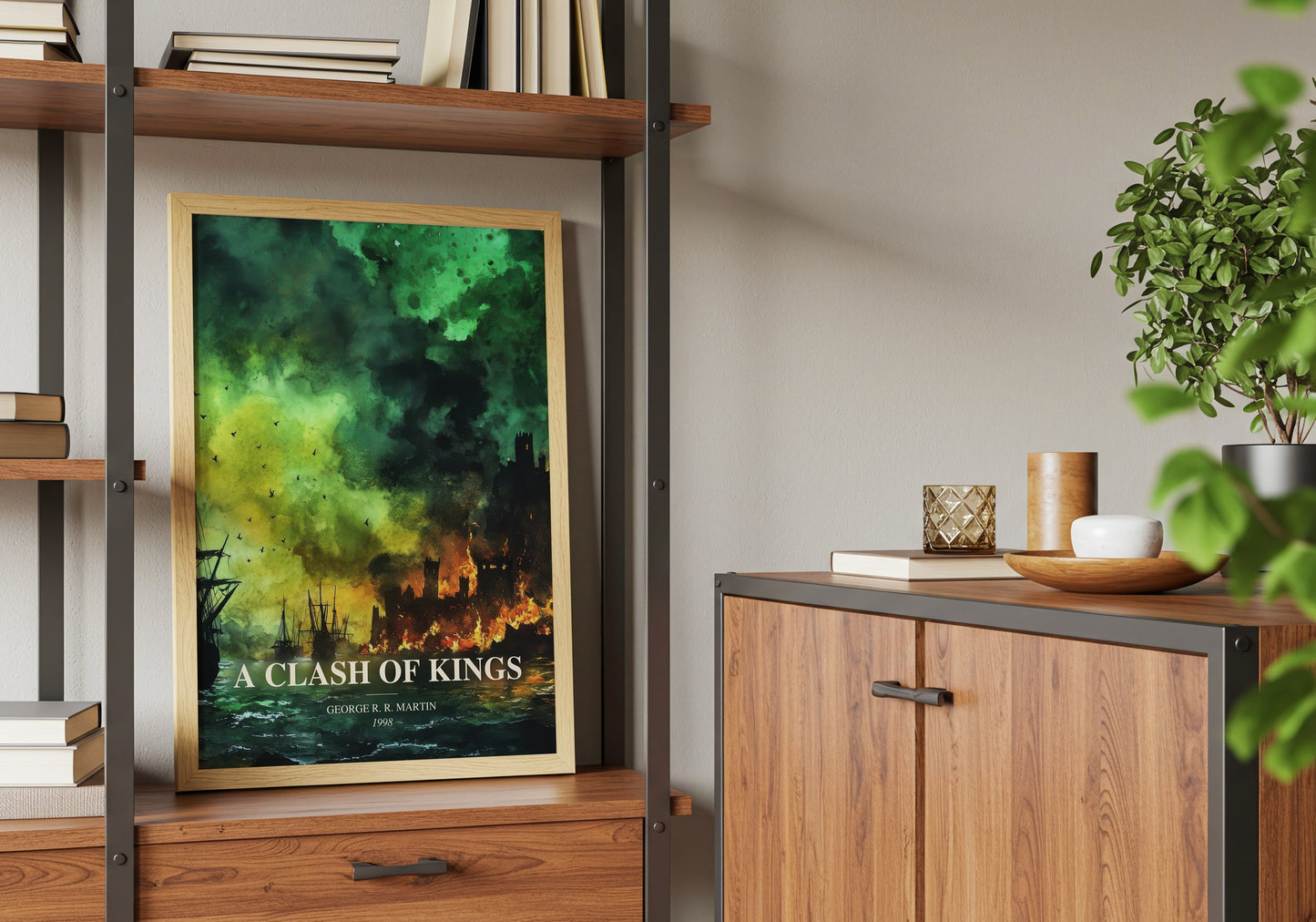 A Clash Of Kings book watercolour illustration paper finish options – matte satin gloss