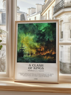A Clash of Kings Bookish Wall Art by George R. R. Martin – framed print by a bright window