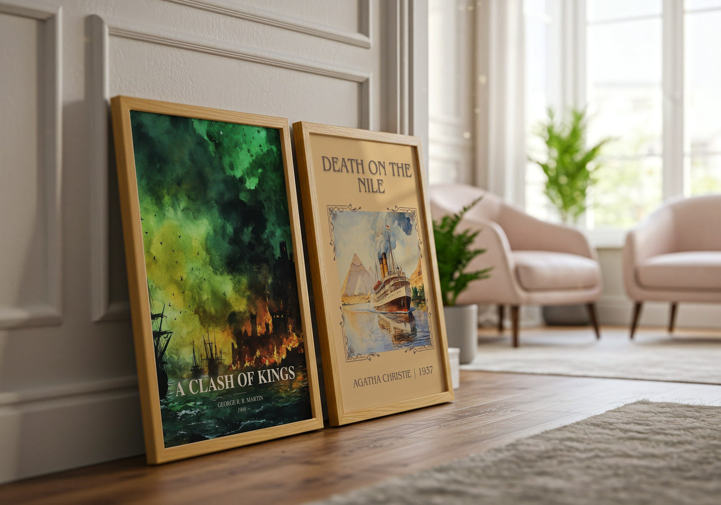 A Clash Of Kings watercolour print framed by window – literary home decor