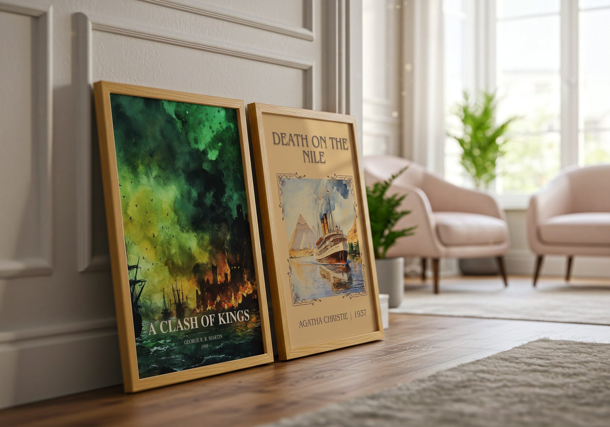 A Clash Of Kings watercolour print framed by window – literary home decor