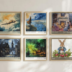 A Clash of Kings Literary Art Print by George R. R. Martin – square print in a six-frame gallery wall