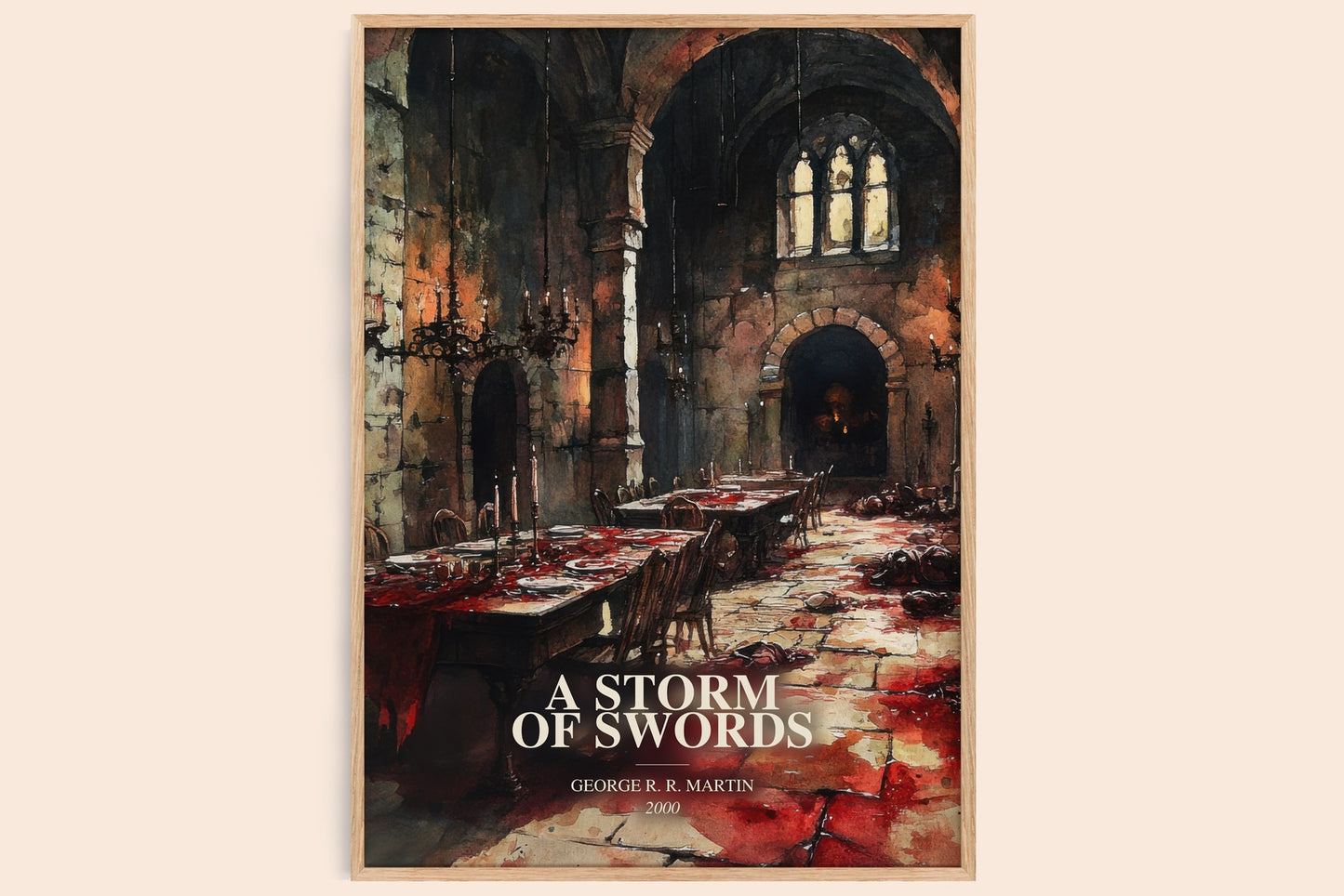 A Storm Of Swords watercolour book poster by George R. R. Martin – framed literary art print