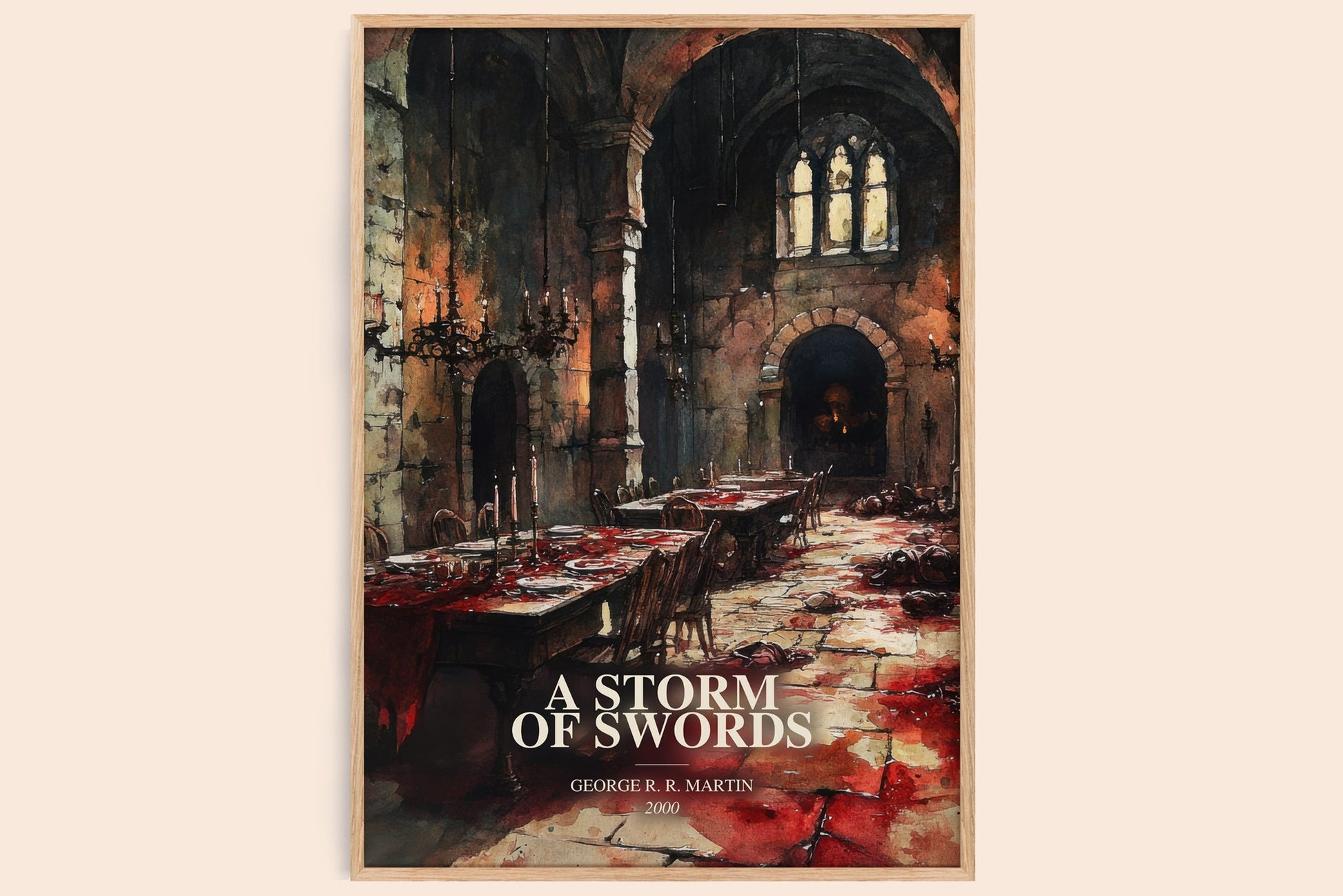 A Storm Of Swords watercolour book poster by George R. R. Martin – framed literary art print