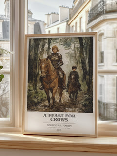 A Feast For Crows Book Cover Poster by George R.R. Martin – framed print by a bright window
