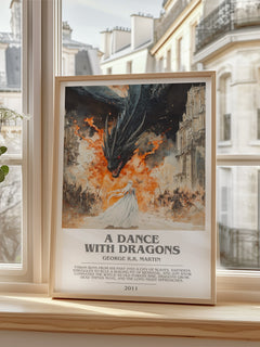A Dance With Dragons Bookish Wall Art by George R.R. Martin – framed print by a bright window