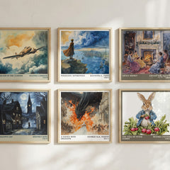 A Dance With Dragons Literary Art Print by George R.R. Martin – square print in a six-frame gallery wall