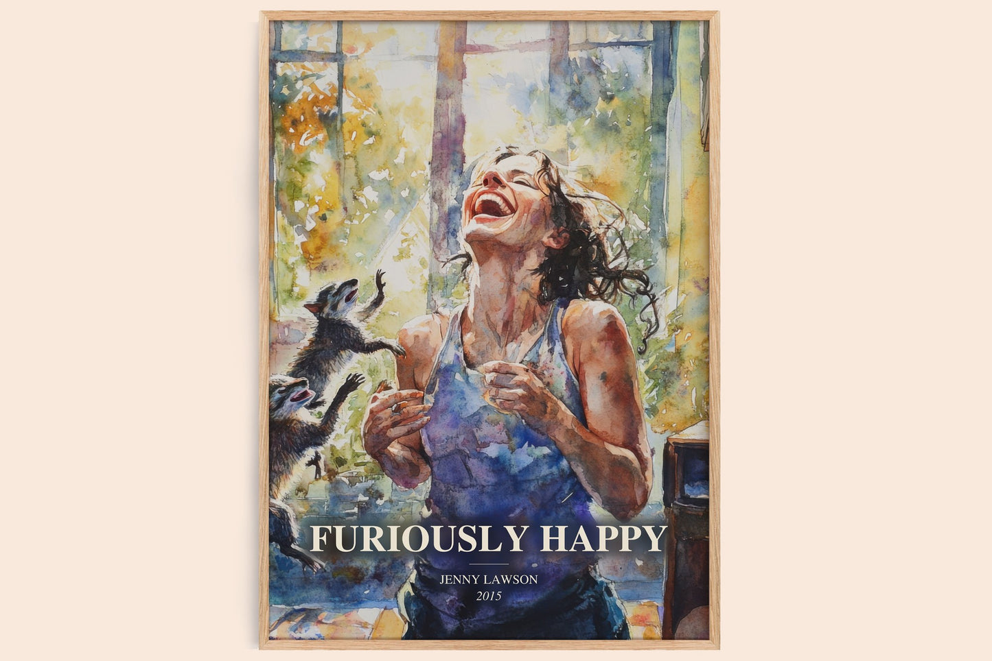Furiously Happy watercolour book poster by Jenny Lawson – framed literary art print