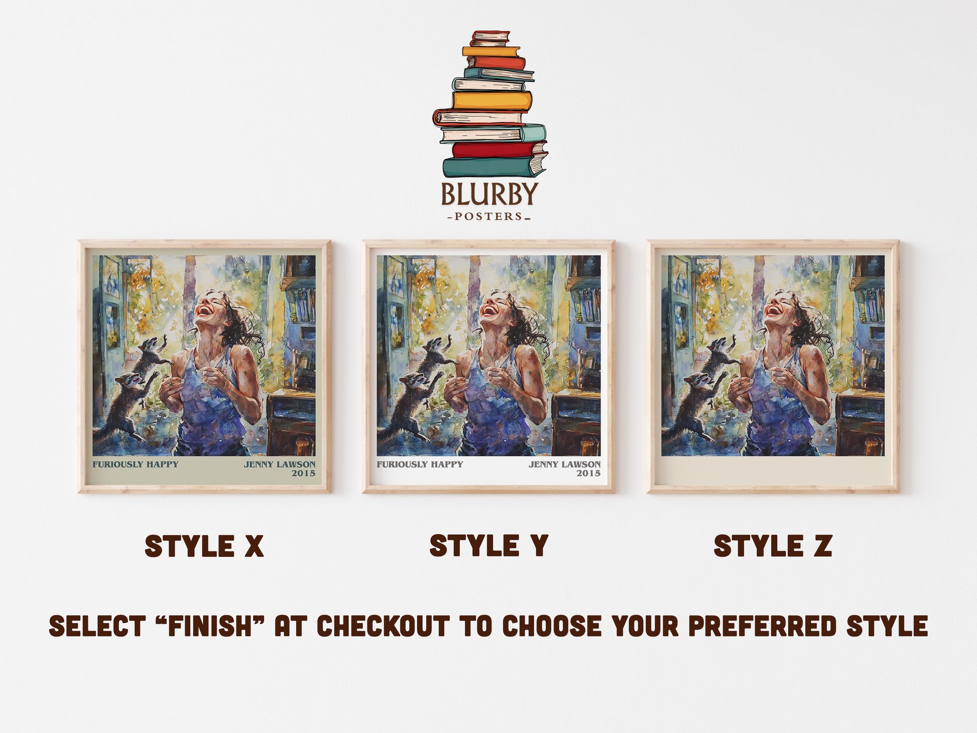 Furiously Happy literary art print colour and style options – Jenny Lawson book art