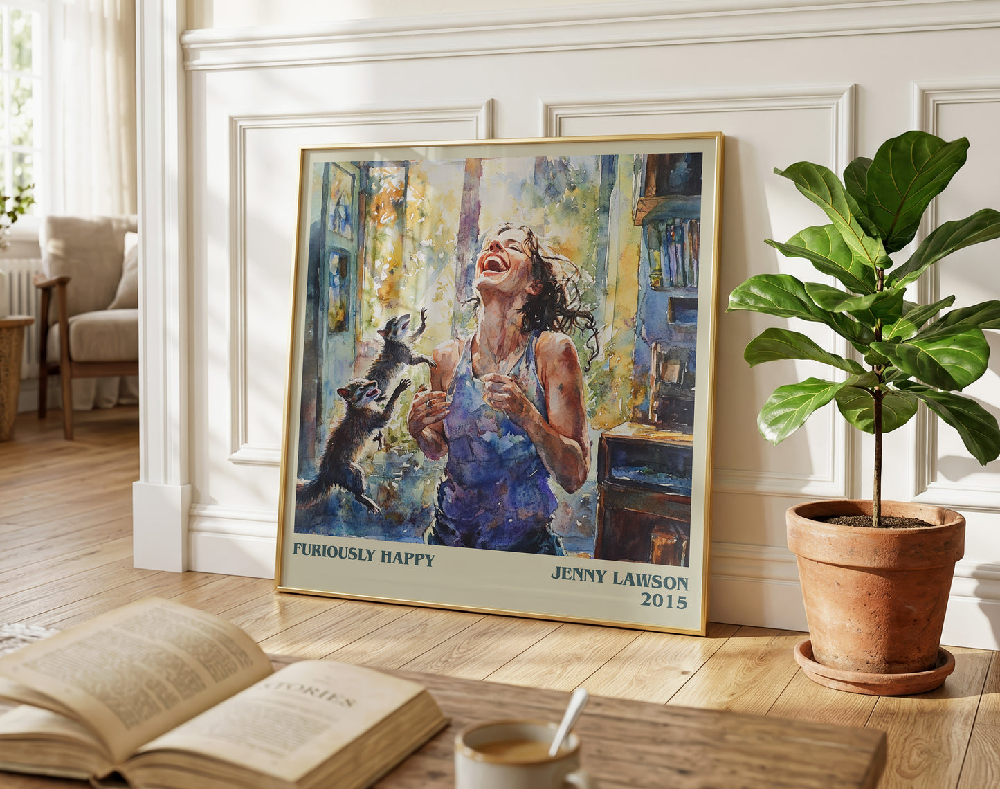 Furiously Happy literary poster paired in gallery wall – literary art prints