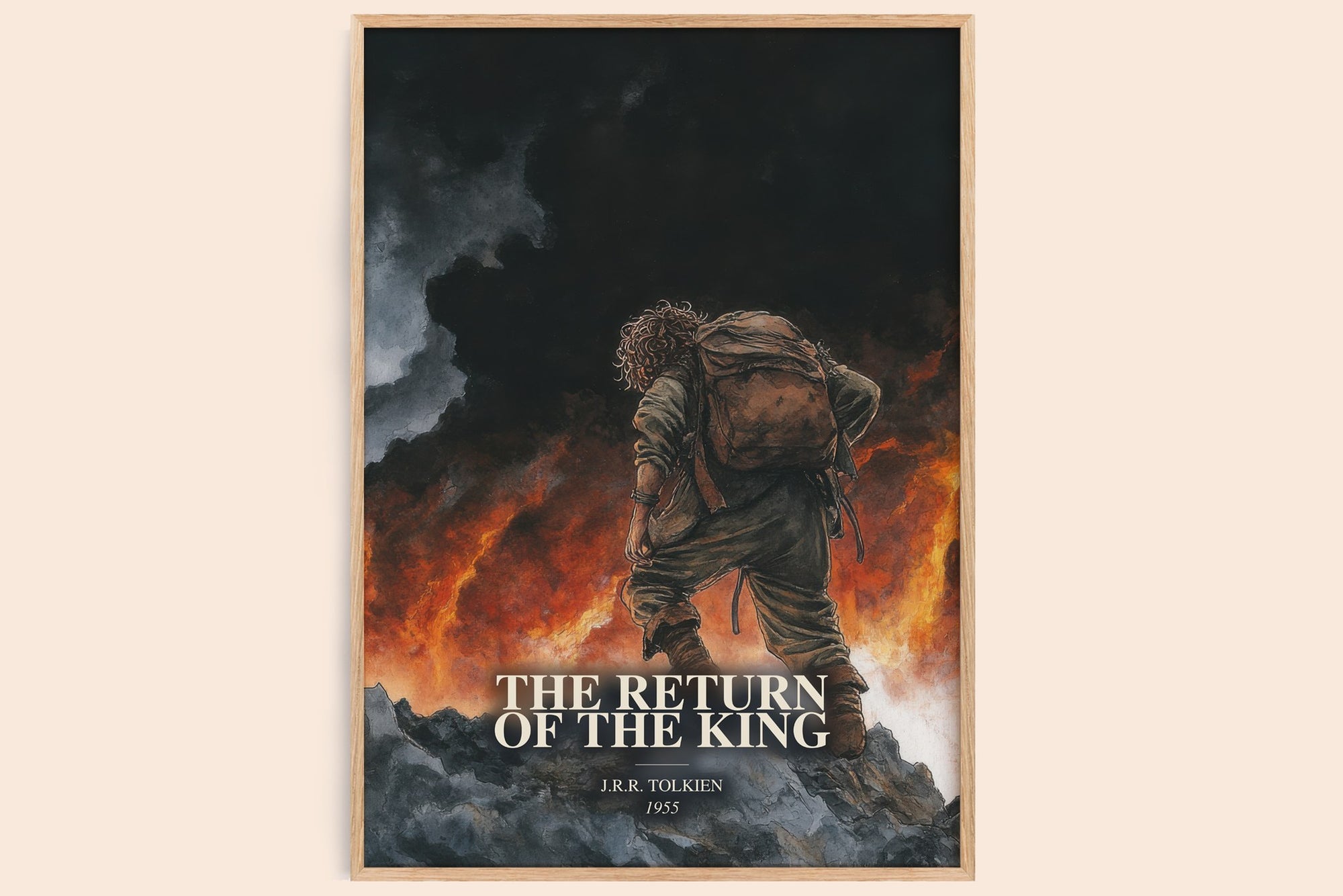 The Return Of The King watercolour book poster by J.R.R. Tolkien – framed literary art print
