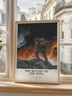 The Return Of The King Book Cover Poster by J.R.R. Tolkien – framed print by a bright window