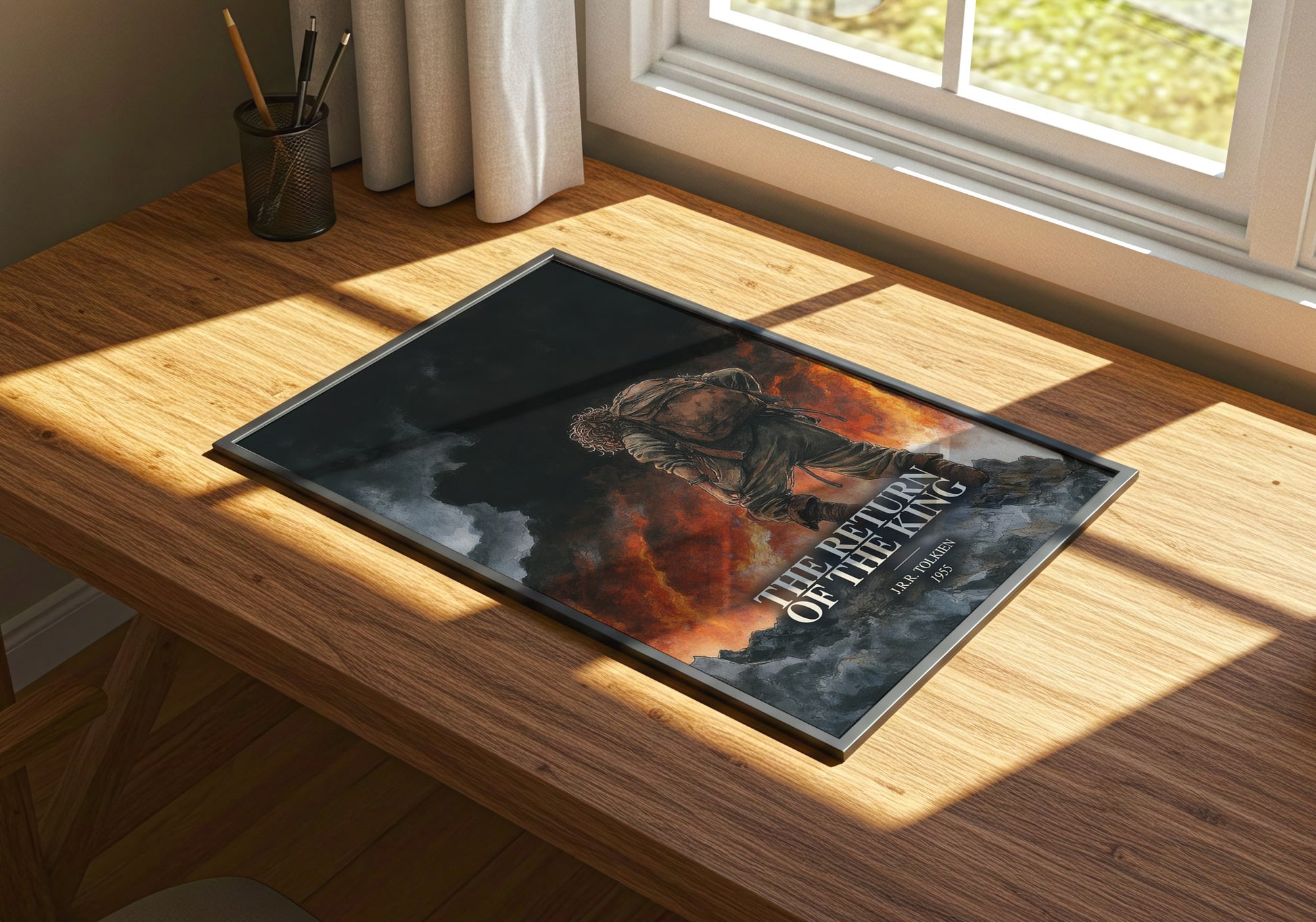 The Return Of The King watercolour book poster framed on wall – fantasy wall art